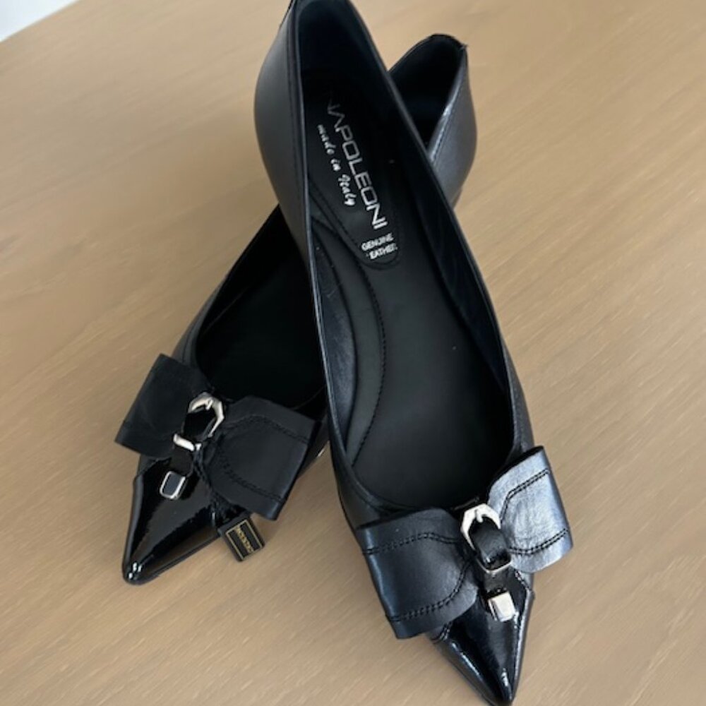 LEATHER FLATS WITH BOW_BLACK_NAPOLEONI_ MADE IN ITALY